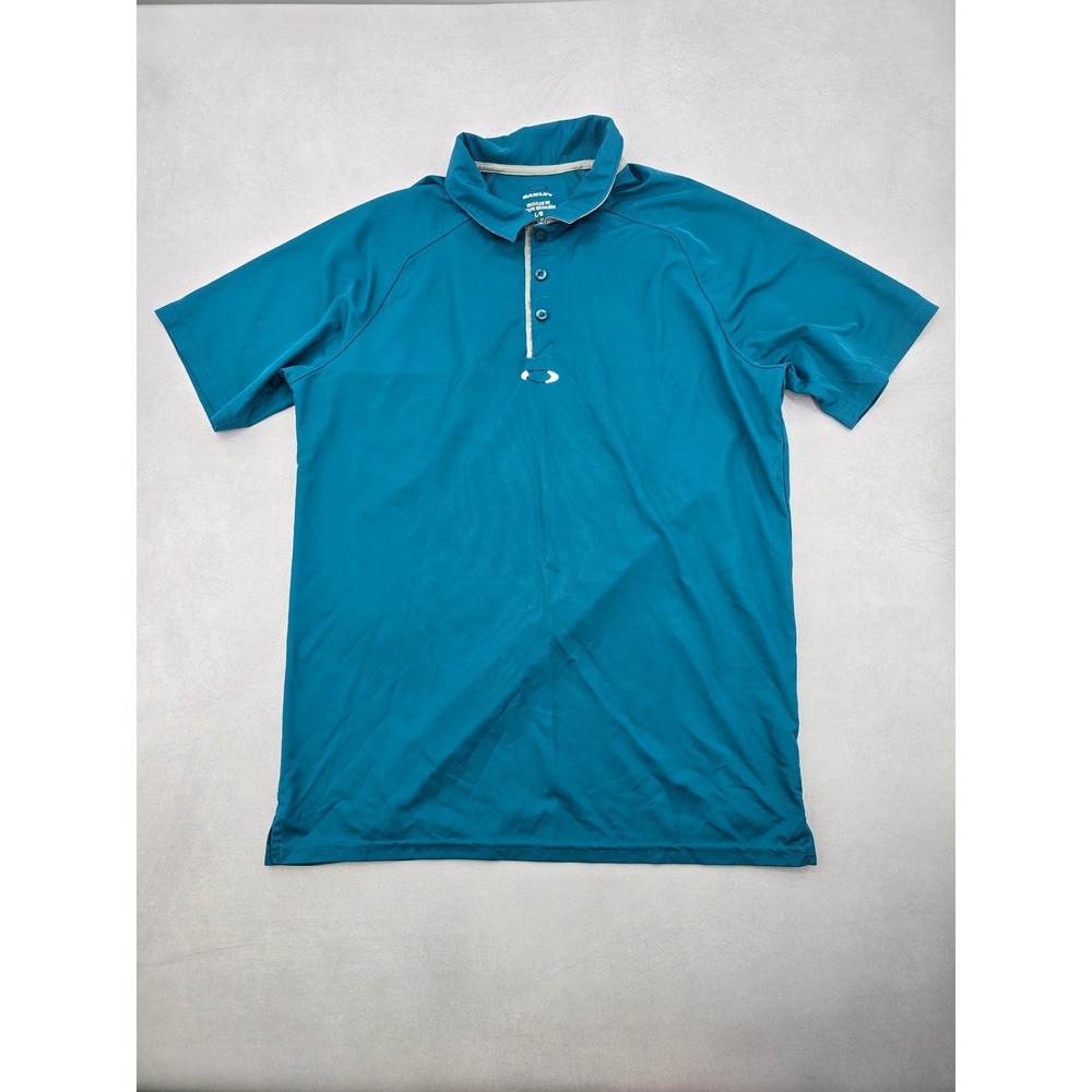 Oakley Blue Mens Gold Polo‎ Regular Fit Short Sleeve Shirt Large